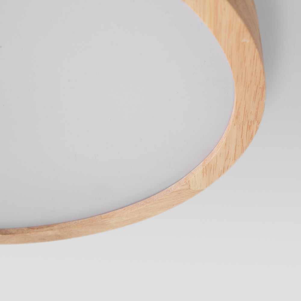 Ozawa Nordic Round Acrylic/Wood Flush Mount Ceiling Light Wood - Cueteks