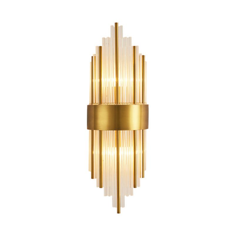 Kristy A stepped clear and gold-tone rods with a broad straight central band on white