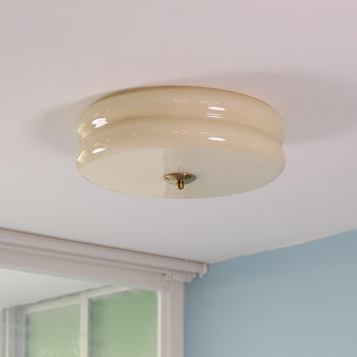 Morandi Modern Round Flush Mount Ceiling Light, White/Beige - Cueteks
