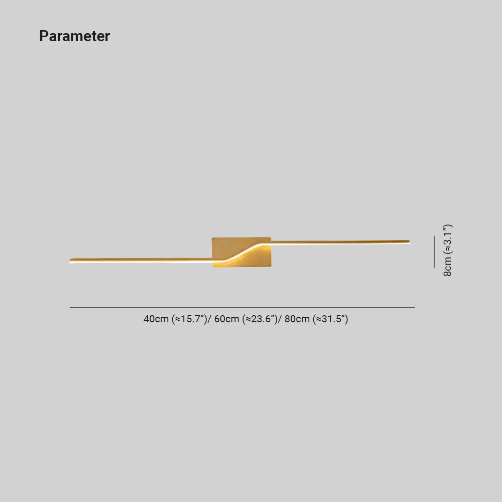 Nordic wall light drawing with 40, 60 and 80 cm lengths and an 8 cm marker