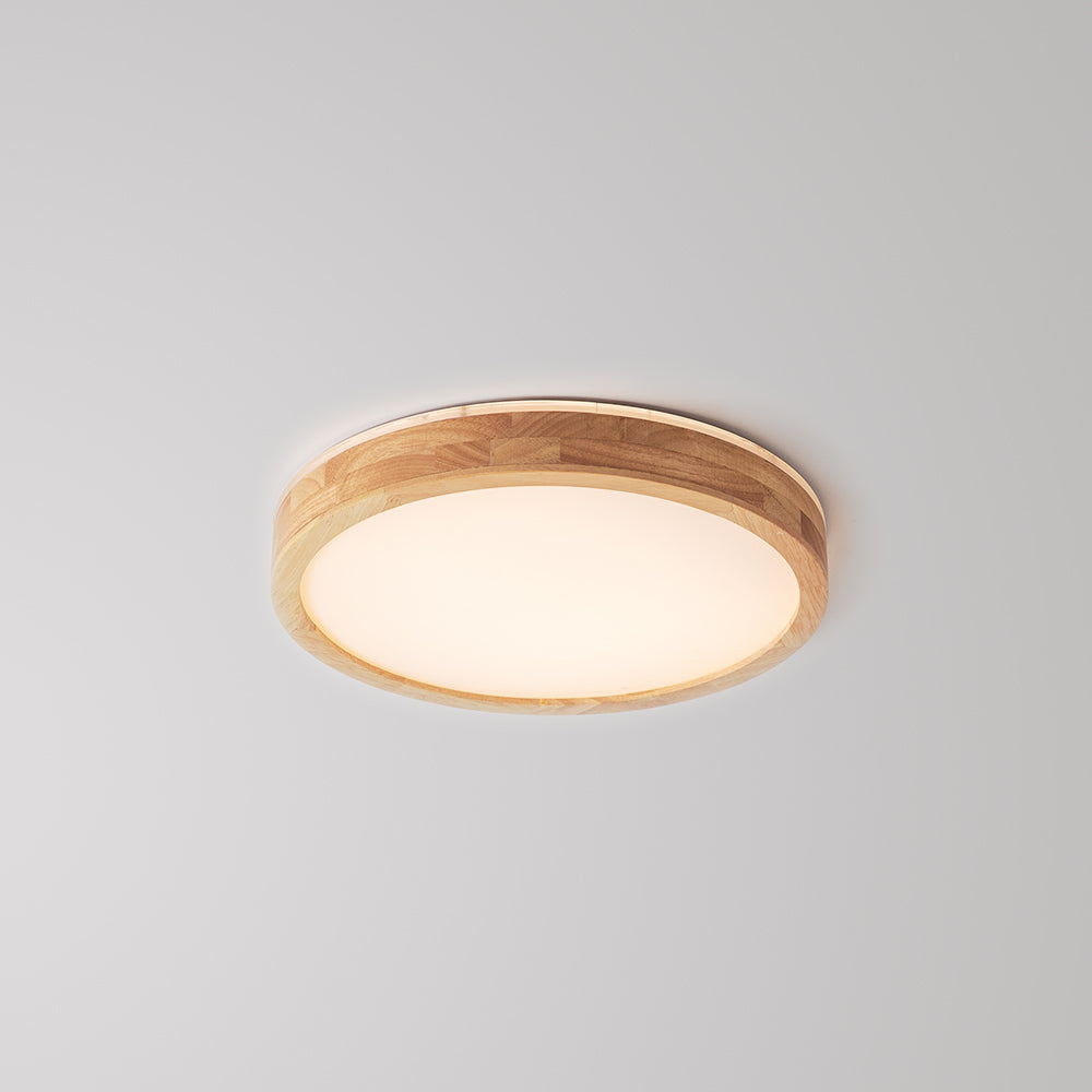 Ozawa Nordic Round Acrylic/Wood Flush Mount Ceiling Light Wood - Cueteks