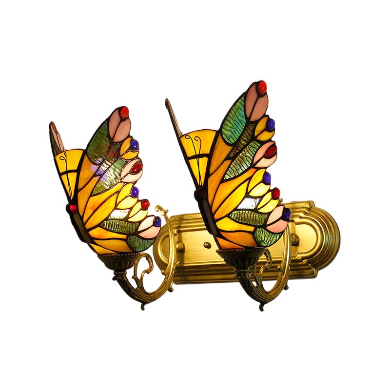 Kady Artistic Butterfly Metal/Glass Lamps Wall, Red/Blue/Multi-Color/Light Blue - Cueteks