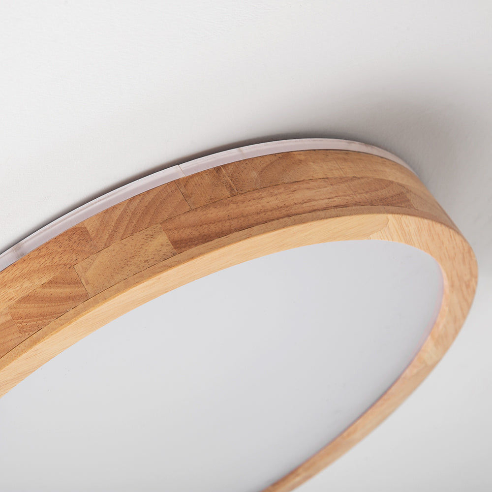 Ozawa Nordic Round Acrylic/Wood Flush Mount Ceiling Light Wood - Cueteks