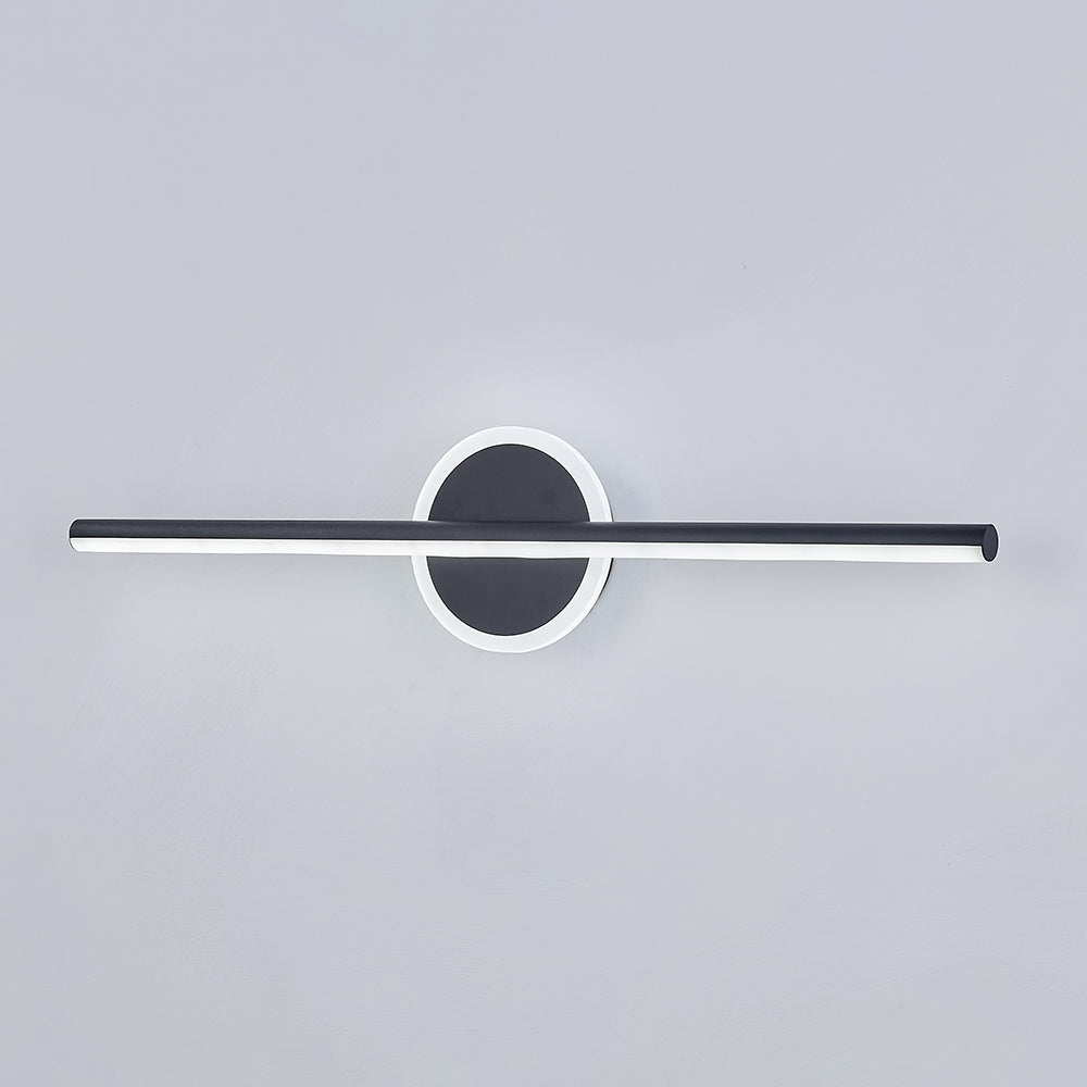 Front view of the black round-centre Leigh wall light