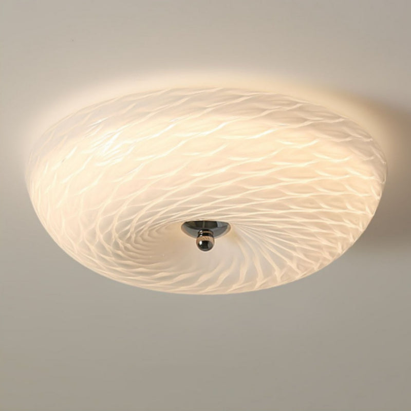 Hailie Design Circle LED Ceiling Light Metal/Glass White Bedroom/Living Room - Cueteks