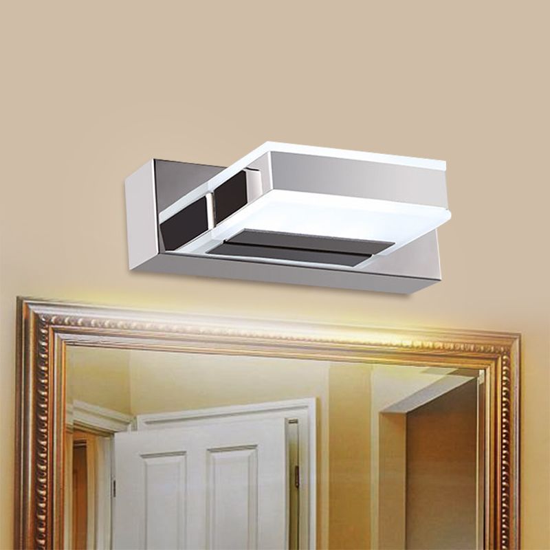 Leigh Modern Square  Acrylic Mirror Front Vanity Wall Lamp , Chrome - Cueteks