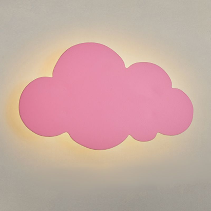 Pink cloud wall lamp with a light halo behind its outline