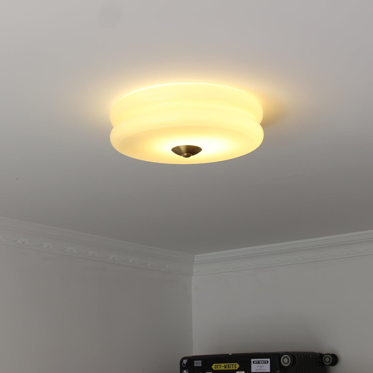 Morandi Modern Round Flush Mount Ceiling Light, White/Beige - Cueteks
