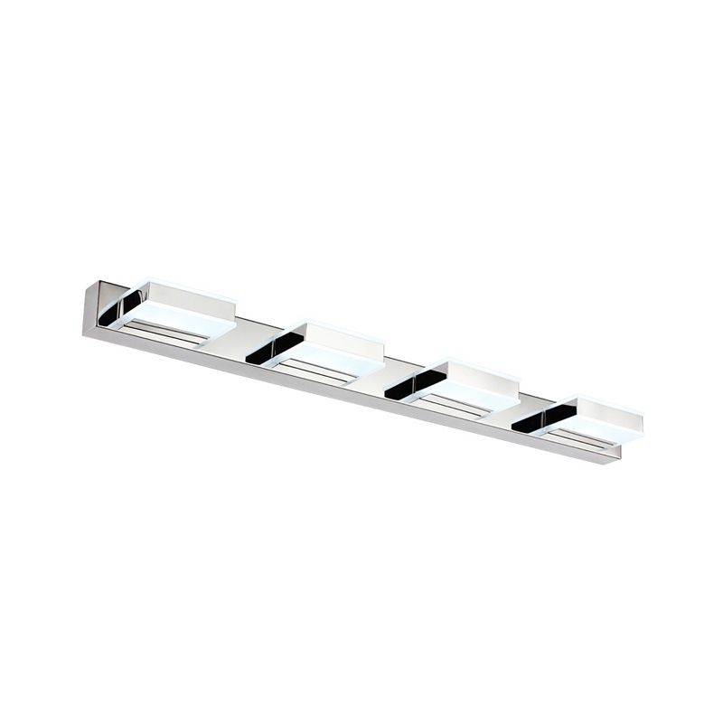 Leigh Modern Square  Acrylic Mirror Front Vanity Wall Lamp , Chrome - Cueteks