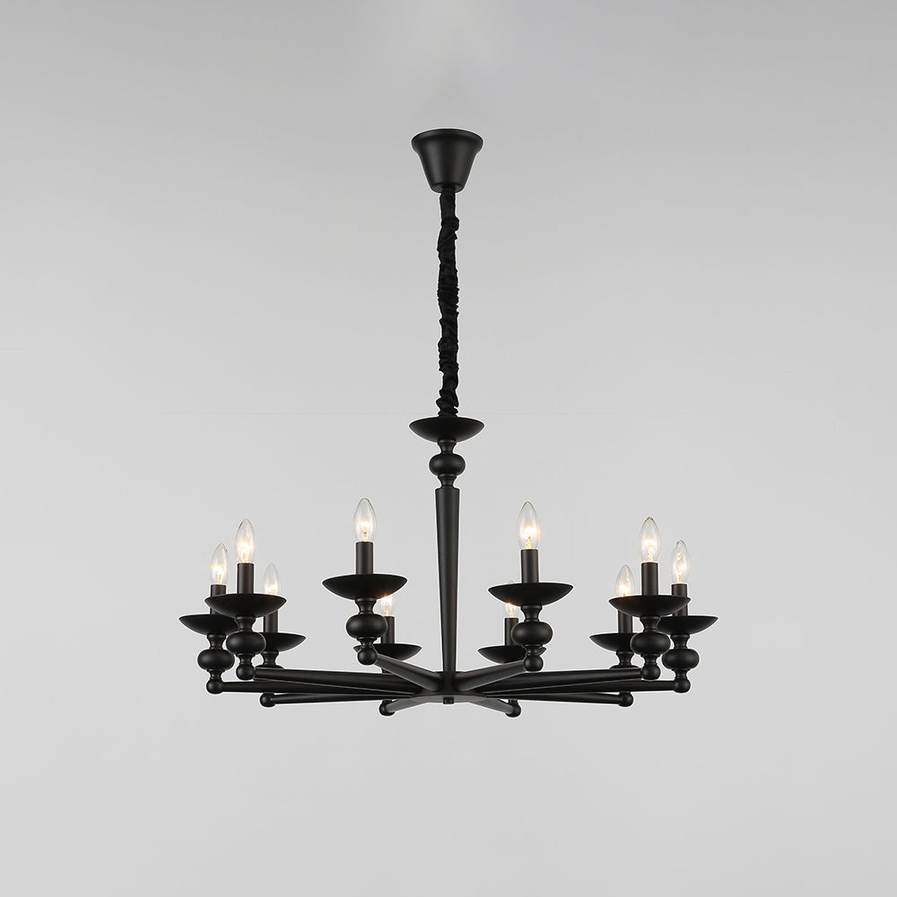 Alessio Retro Candle Wall Lamp/Black Chandelier for Living Room, Dining Room - Cueteks