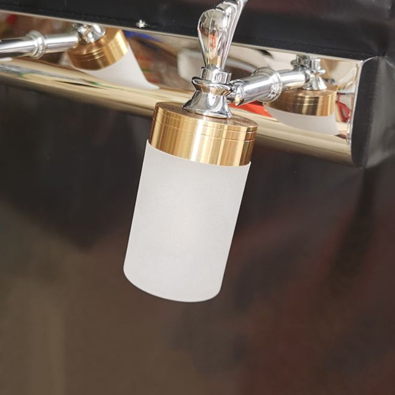 Leigh acrylic cylinder shade, gold-colour collar and silver-colour arm detail