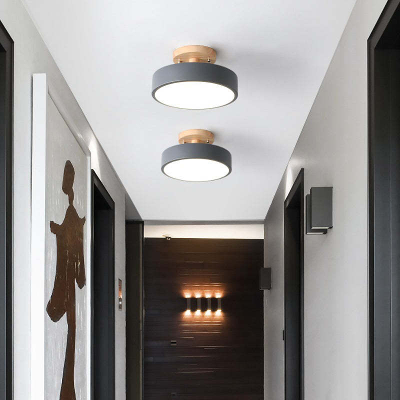 Quinn Round LED Flush Mount Ceiling Light Modern Wood/Acrylic - Cueteks