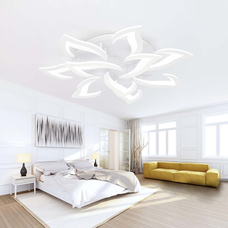 Hana Elegant Flower Flush Mount Ceiling Light, White/Black - Cueteks