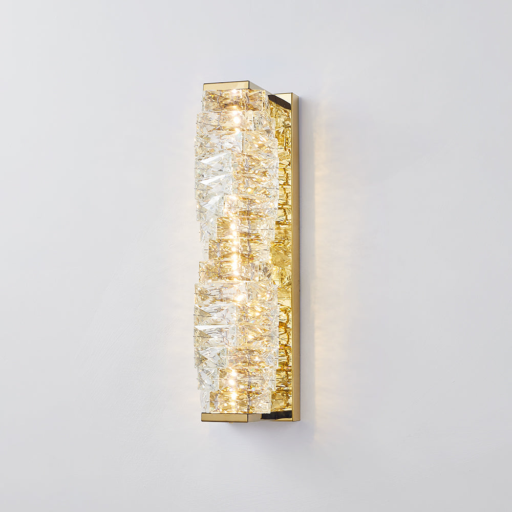 Kristy Modern rectangular Vanity Metal Crystal LED Wall Lamp - Cueteks