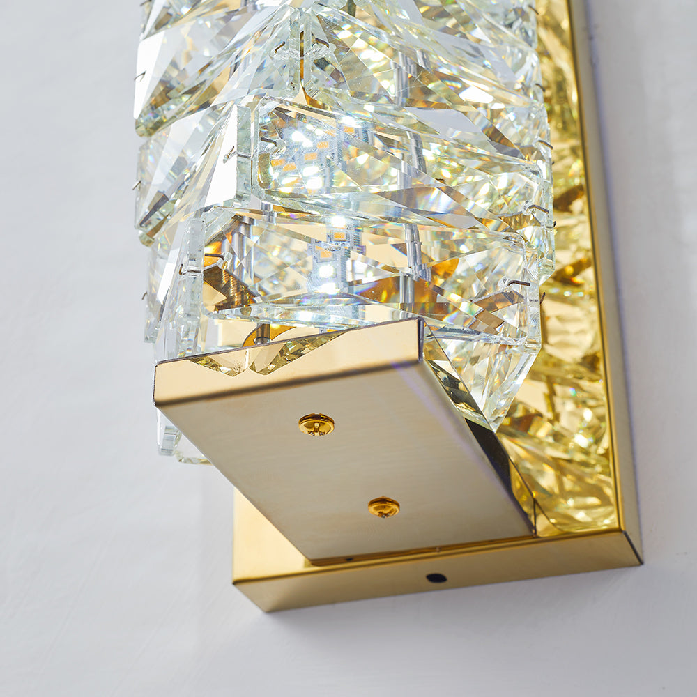 Kristy Modern rectangular Vanity Metal Crystal LED Wall Lamp - Cueteks
