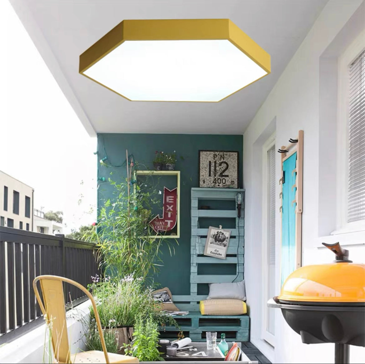 Morandi Modern Hexagon LED Metal Flush Mount Ceiling Light - Cueteks