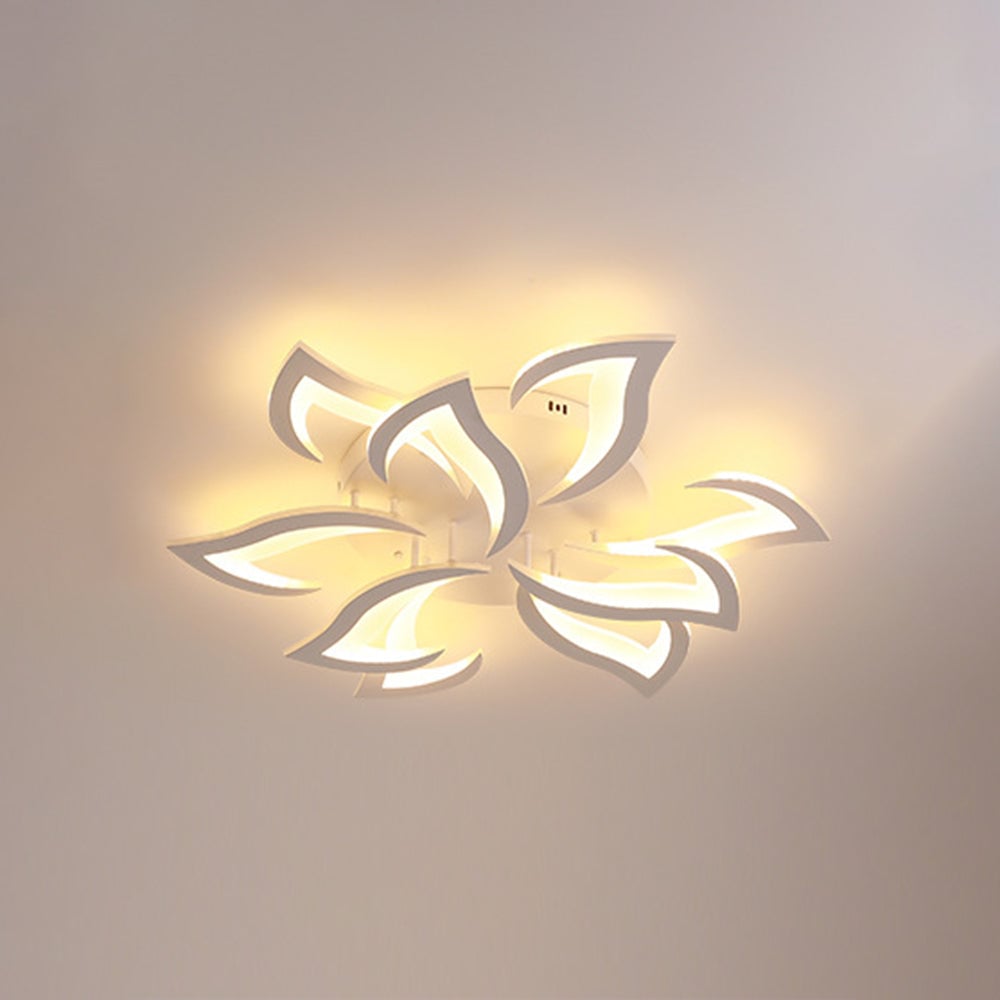 Hana Elegant Flower Flush Mount Ceiling Light, White/Black - Cueteks