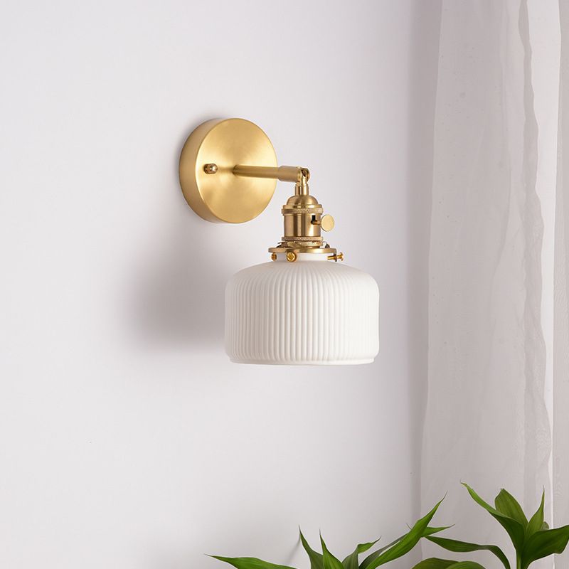 Lottie Vintage Column Ceramic Vanity Light, White, Bedroom - Cueteks