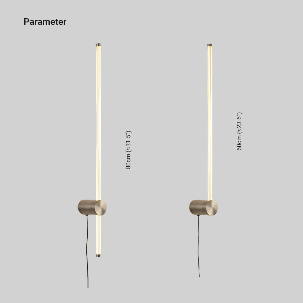 Edge vertical fixture size drawing: 80 cm with lower rod extension and 60 cm with rod mainly above the base