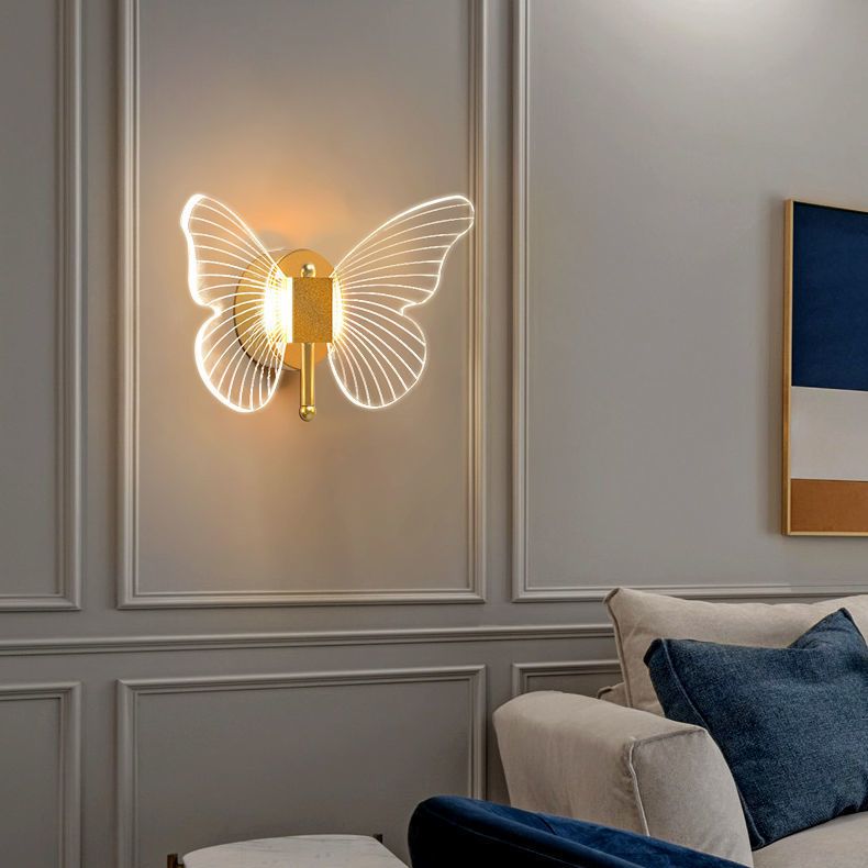 Kady Cute Butterfly Metal Wall Lamp, Gold - Cueteks