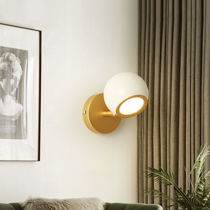 Leigh Modern Globe Metal&Acrylic Wall Lamps, Black/White - Cueteks