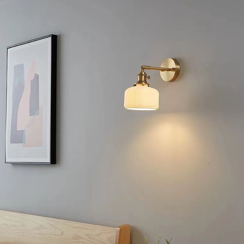 Lottie Vintage Column Ceramic Vanity Light, White, Bedroom - Cueteks