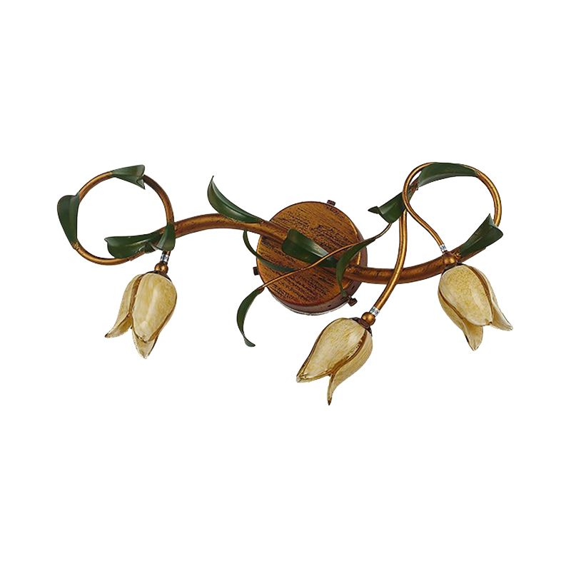 Félicie Vintage Flower Metal&Glass Wall Lamp, Copper - Cueteks