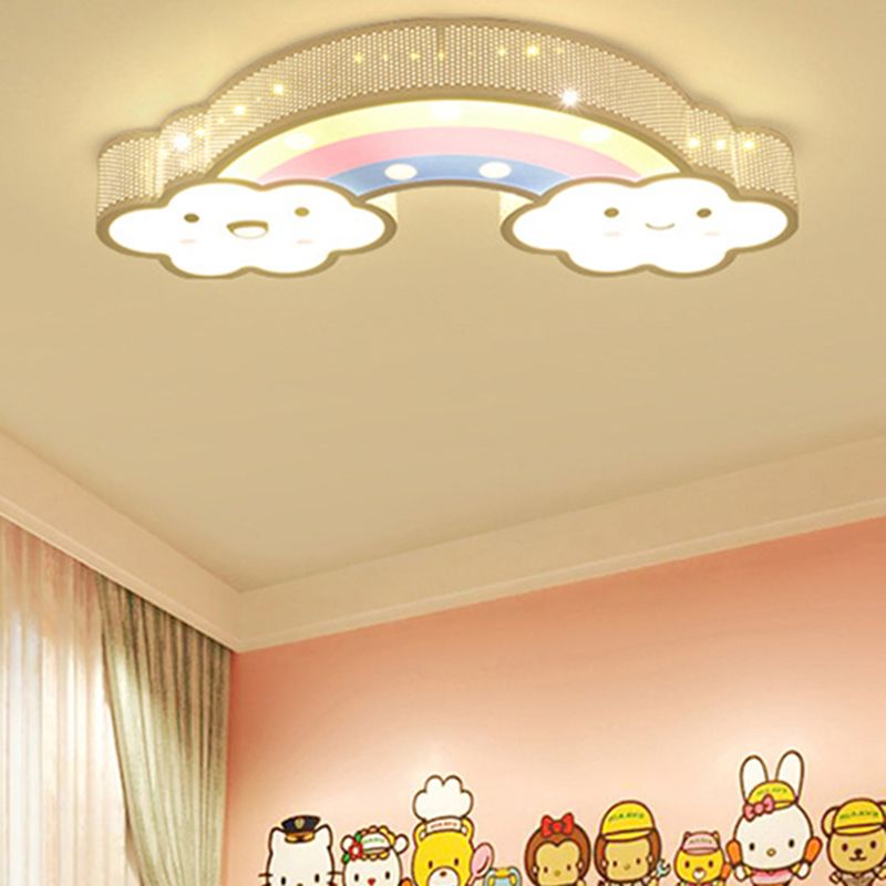 Freja Modern Rainbow/Rabbit Acrylic Flush Mount Ceiling Light - Cueteks