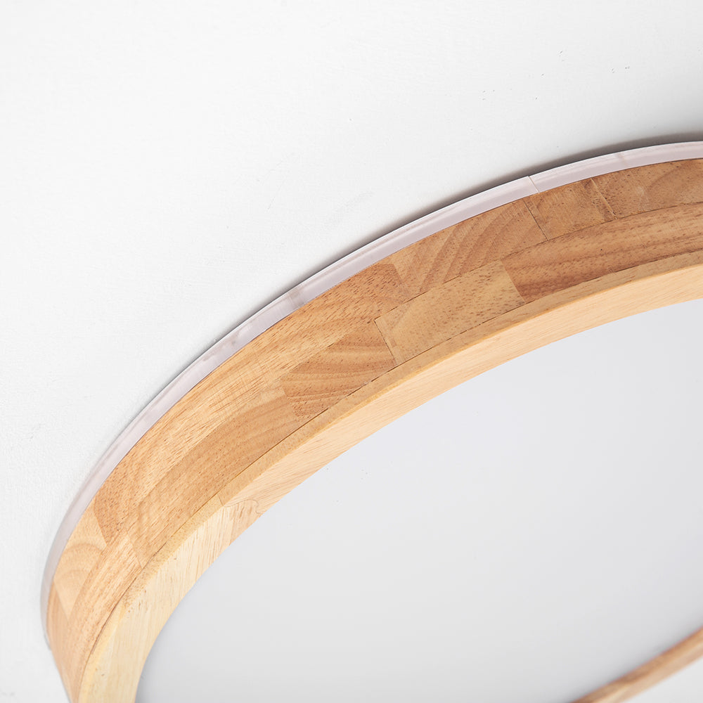 Ozawa Nordic Round Acrylic/Wood Flush Mount Ceiling Light Wood - Cueteks