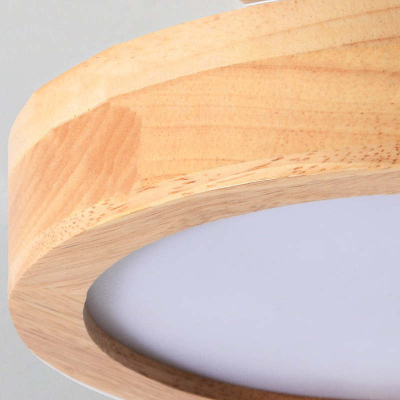 Quinn Round LED Flush Mount Ceiling Light Modern Wood/Acrylic - Cueteks