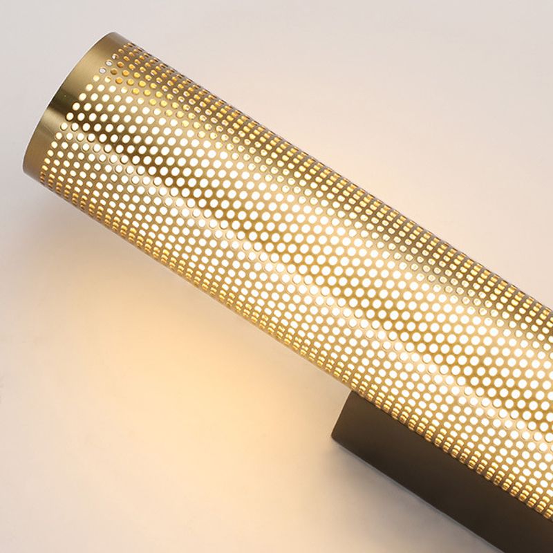 Zaid Modern Geometric Column Metal Vanity Wall Lamp, Brass - Cueteks