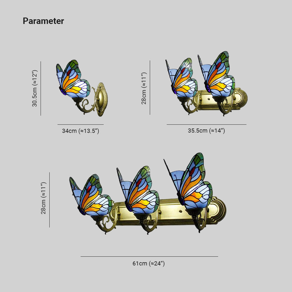 Kady Artistic Butterfly Metal/Glass Lamps Wall, Red/Blue/Multi-Color/Light Blue - Cueteks