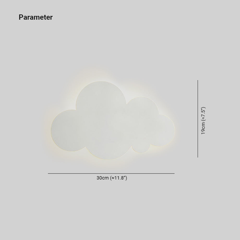 Cloud lamp dimension drawing showing 30 cm width and 19 cm height
