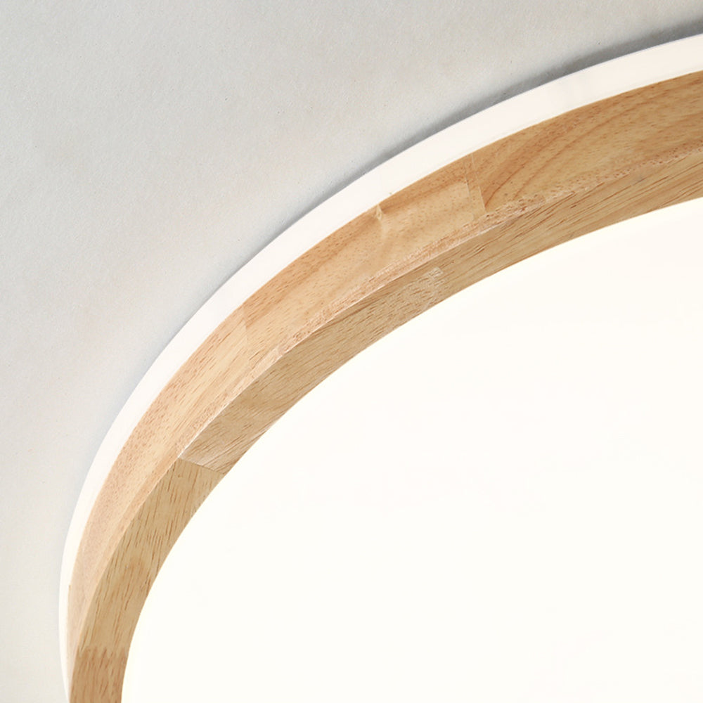 Ozawa Nordic Round Acrylic/Wood Flush Mount Ceiling Light Wood - Cueteks