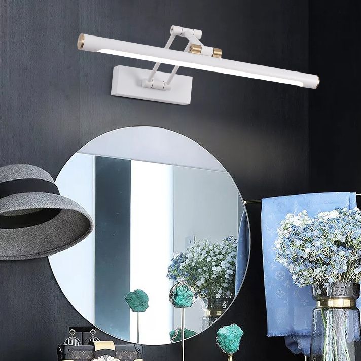 Edge Modern Adjustable Mirror Front Vanity Metal LED Wall Lamp, Black/White - Cueteks