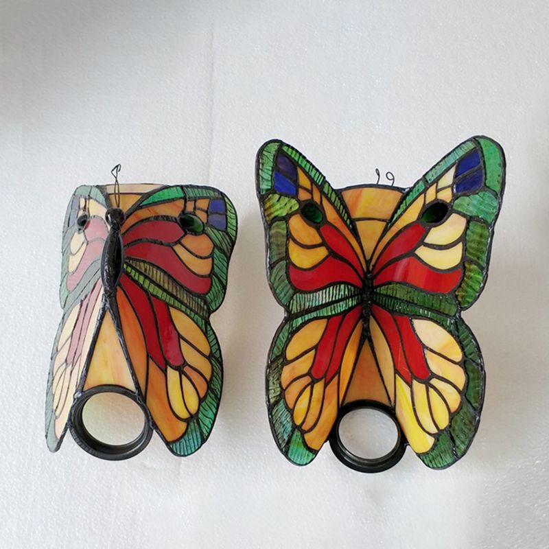 Kady Artistic Butterfly Metal/Glass Lamps Wall, Red/Blue/Multi-Color/Light Blue - Cueteks