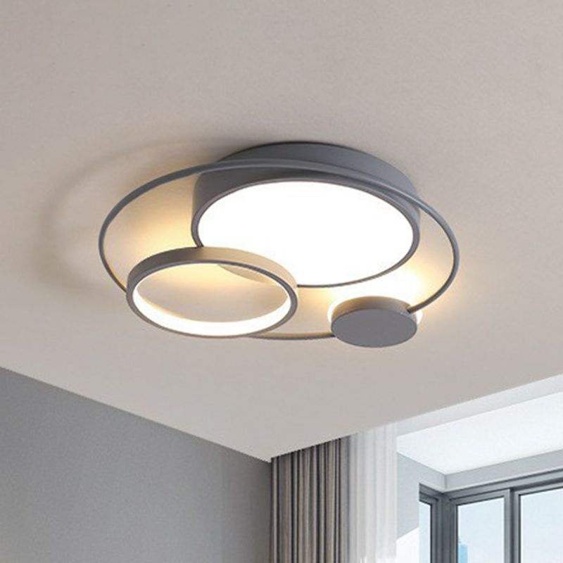 Gray Lacey ceiling light with two white diffuser discs and a surrounding open ring.