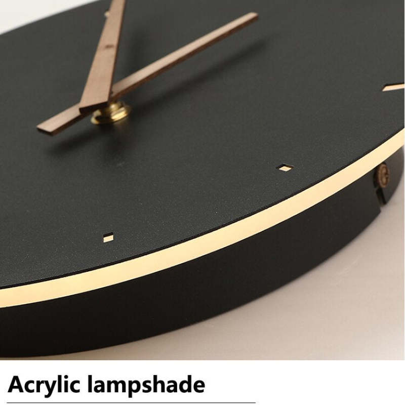 Morandi Nielsen Modern Clock Metal Wall Lamp Gold/Black Bedroom - Cueteks