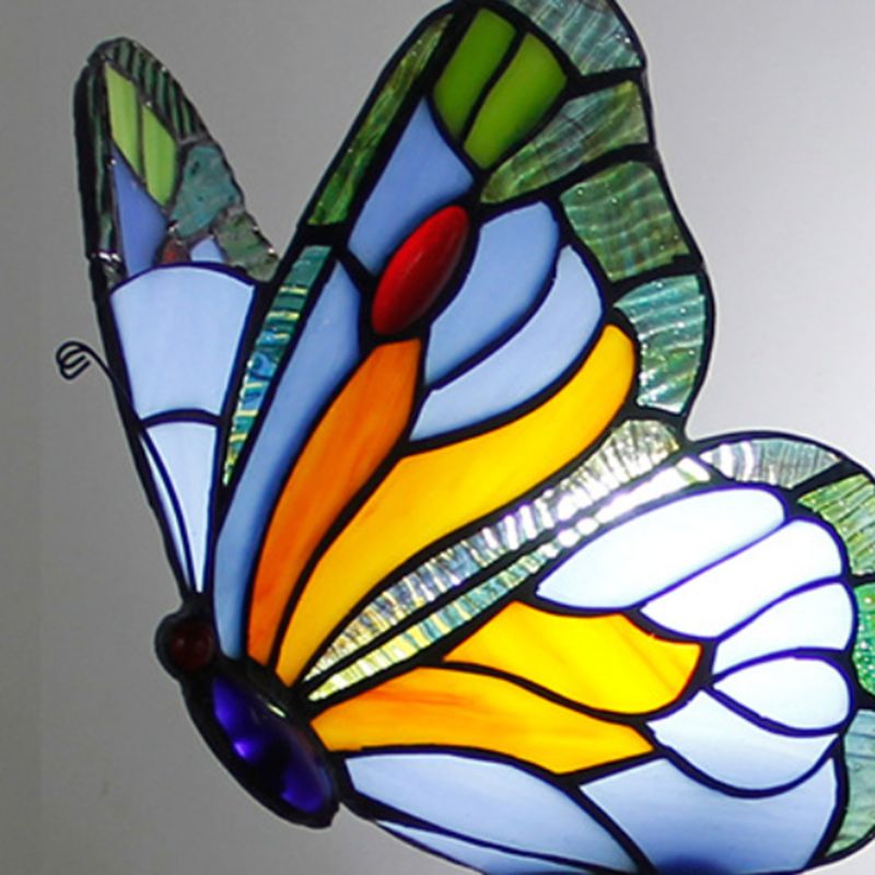 Kady Artistic Butterfly Metal/Glass Lamps Wall, Red/Blue/Multi-Color/Light Blue - Cueteks