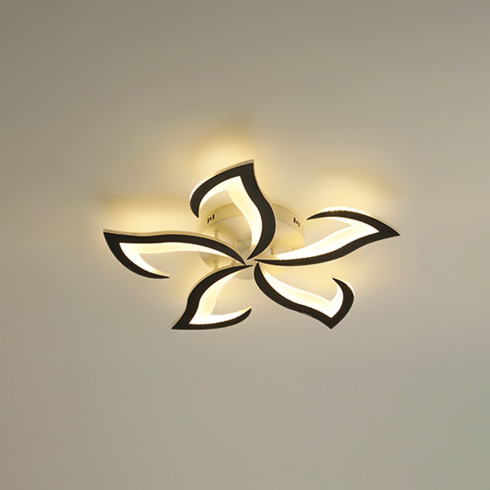 Hana Elegant Flower Flush Mount Ceiling Light, White/Black - Cueteks