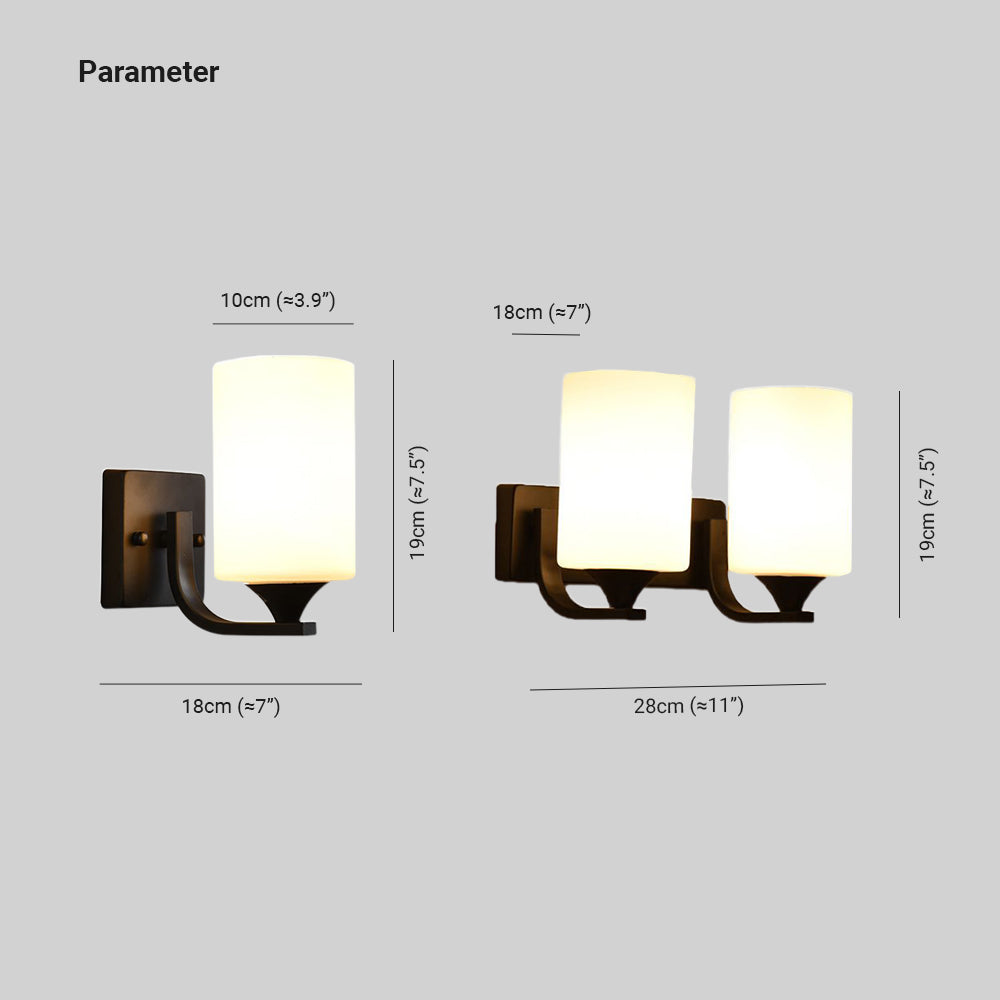 Eryn dimension diagram: 19 cm heights, 10 cm single shade, 18 cm side extent and upper double label, 28 cm double span