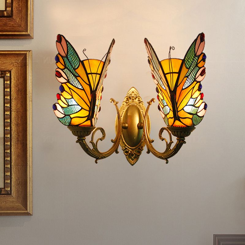 Kady Artistic Butterfly Metal/Glass Lamps Wall, Red/Blue/Multi-Color/Light Blue - Cueteks
