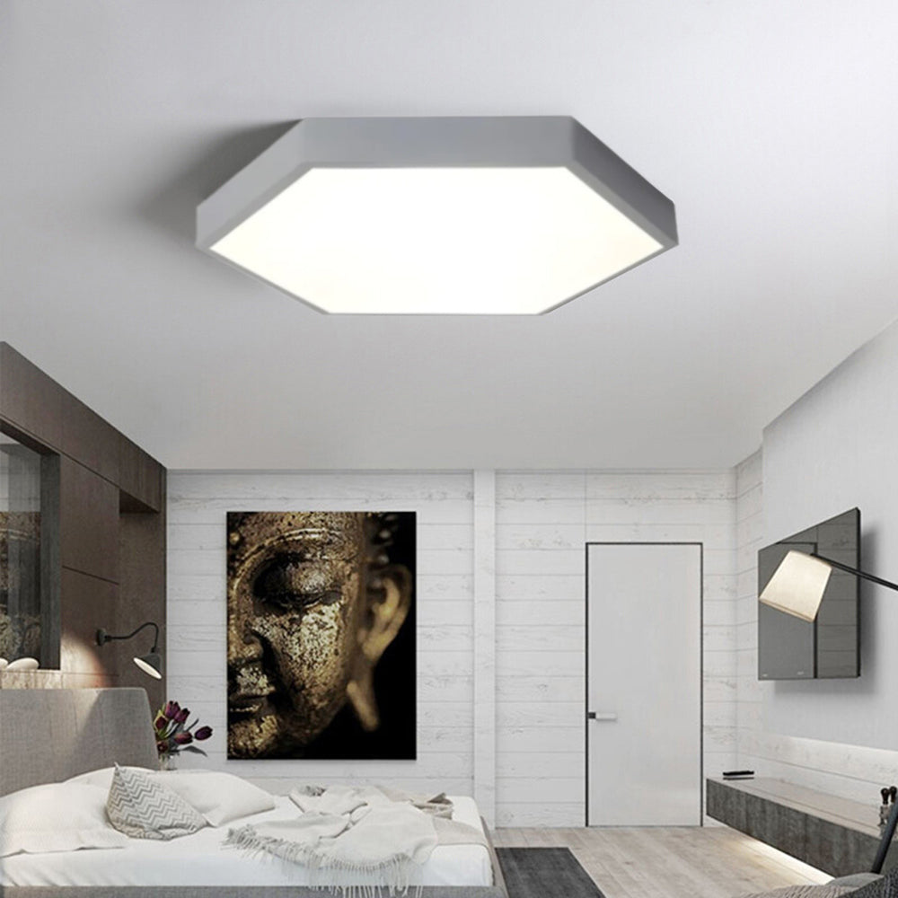 Morandi Modern Hexagon LED Metal Flush Mount Ceiling Light - Cueteks