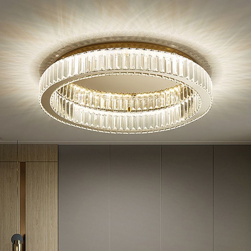 Marliyn Modern Art Deco Circle Crystal/Metal Flush Mount Ceiling Light Gold - Cueteks