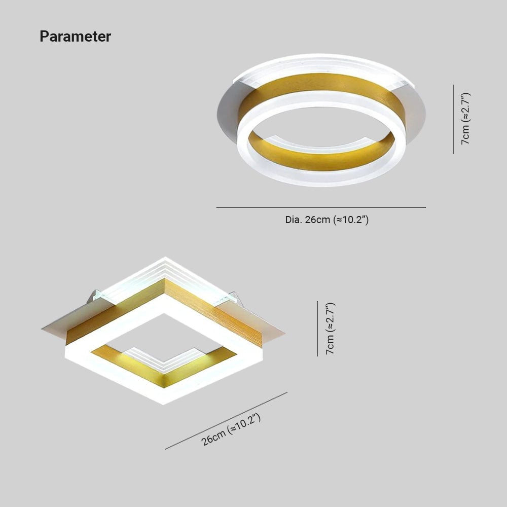 Amos Modern Simple Gold Flush Mount Ceiling Light, Square/Round - Cueteks