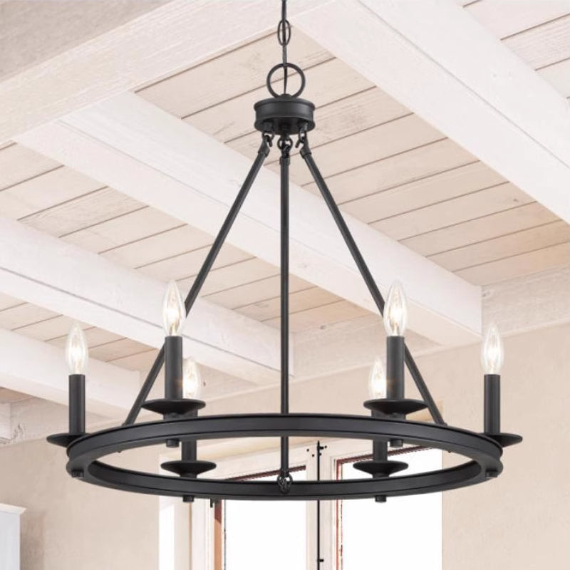 Silva Modern Candles Chandelier Black Metal Living Room/Bedroom - Cueteks
