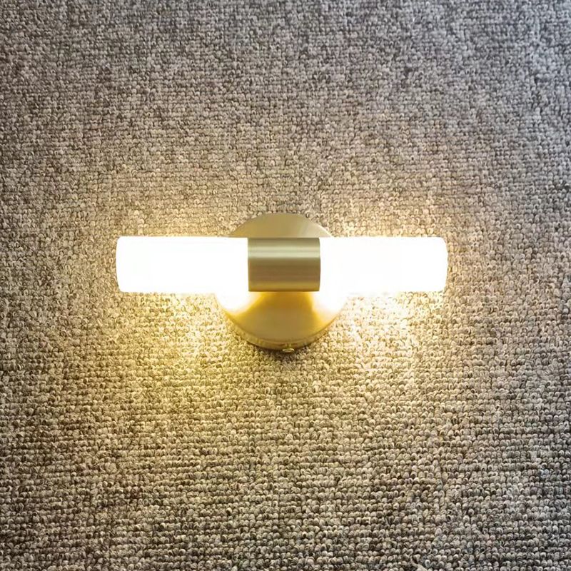 Leigh double-ended wall lamp photographed horizontally and illuminated