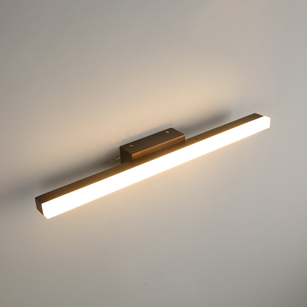 Illuminated Walnut Color bar on a pale wall