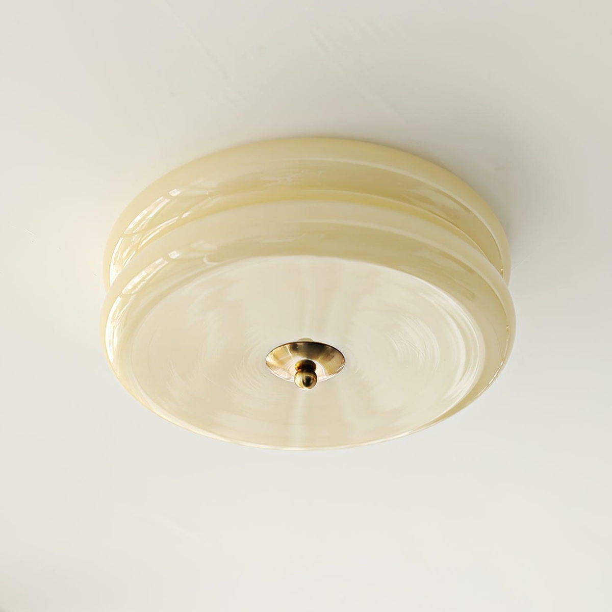 Morandi Modern Round Flush Mount Ceiling Light, White/Beige - Cueteks