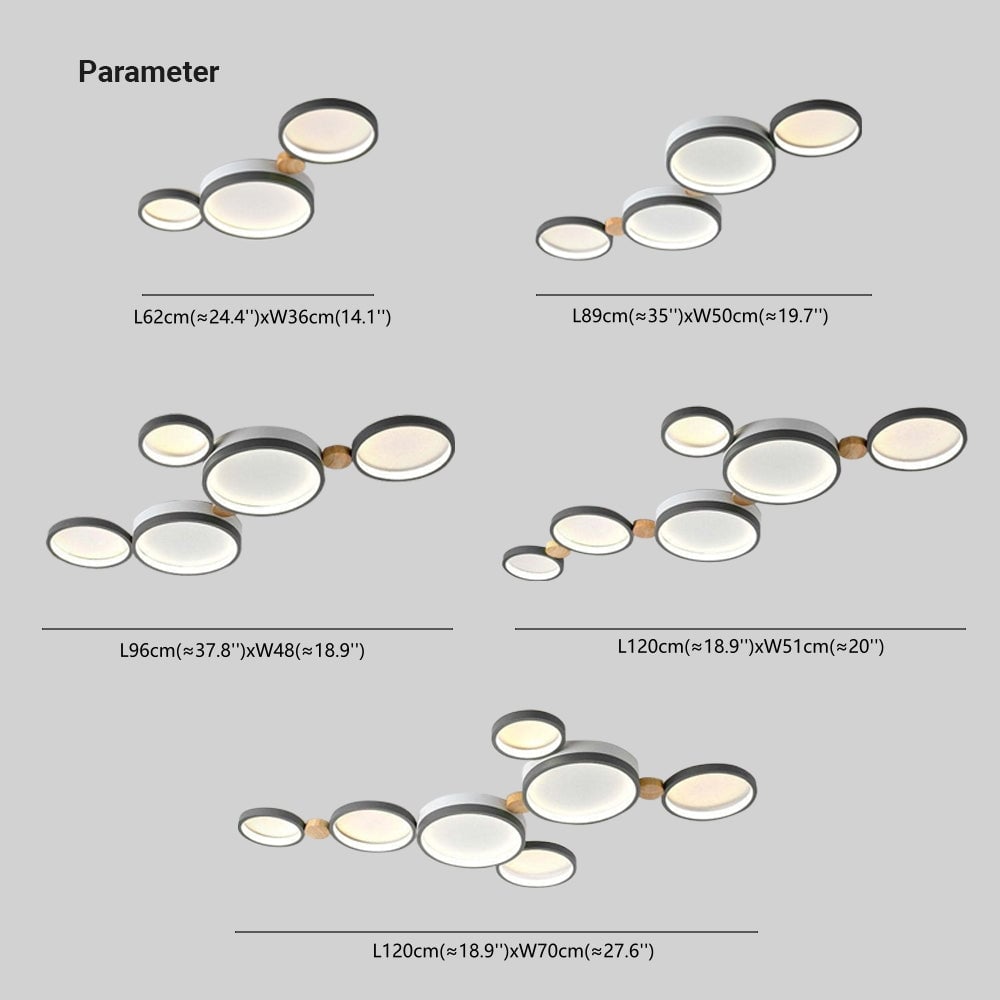 Sienna dimension chart for three through seven heads, including conflicting 120 cm and 18.9 in labels